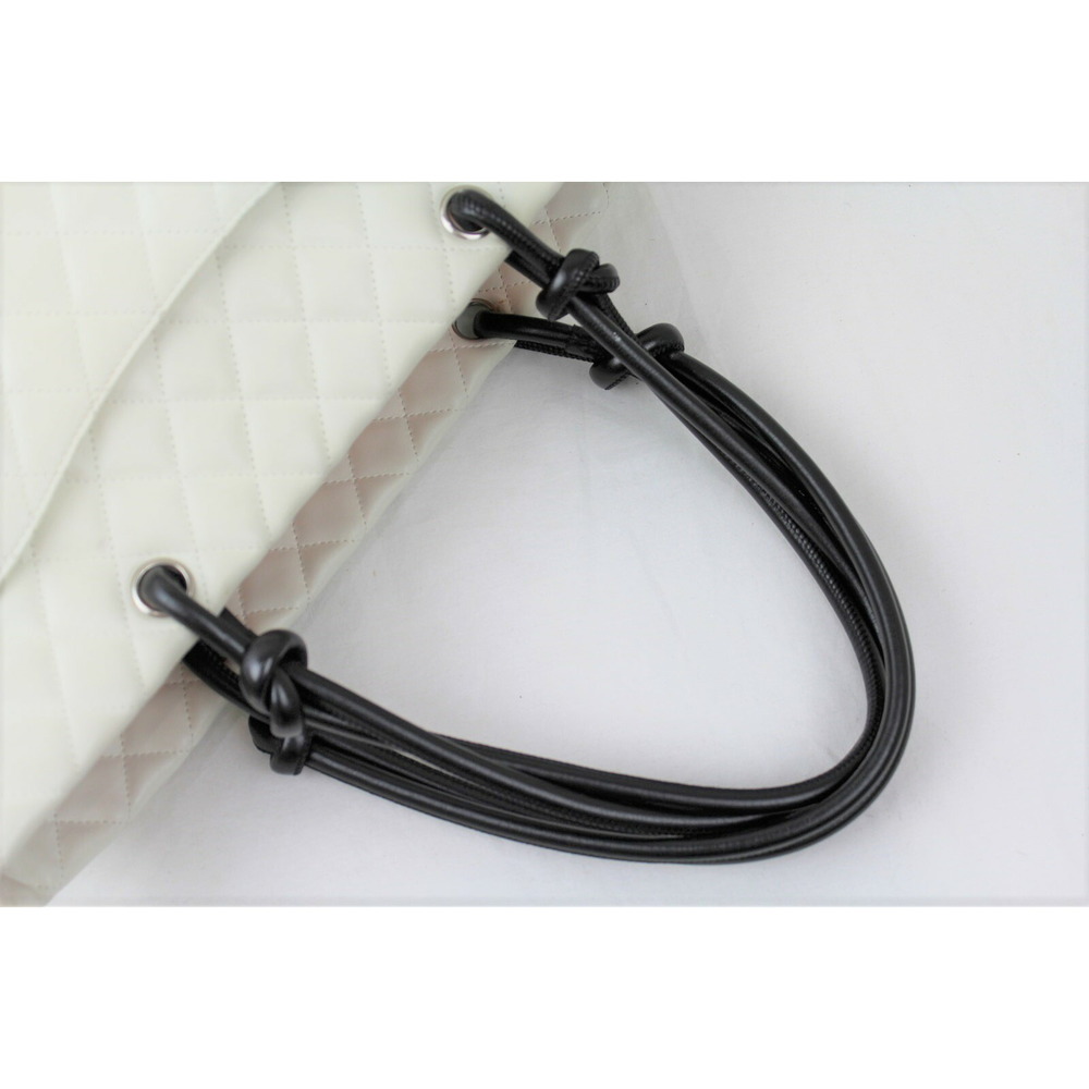 Chanel Python Cambon Tote Handbag White Black Lar… - image 7